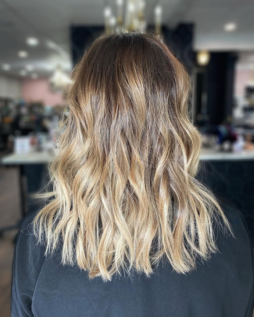 Wavy Dirty Blonde Balayage Lob