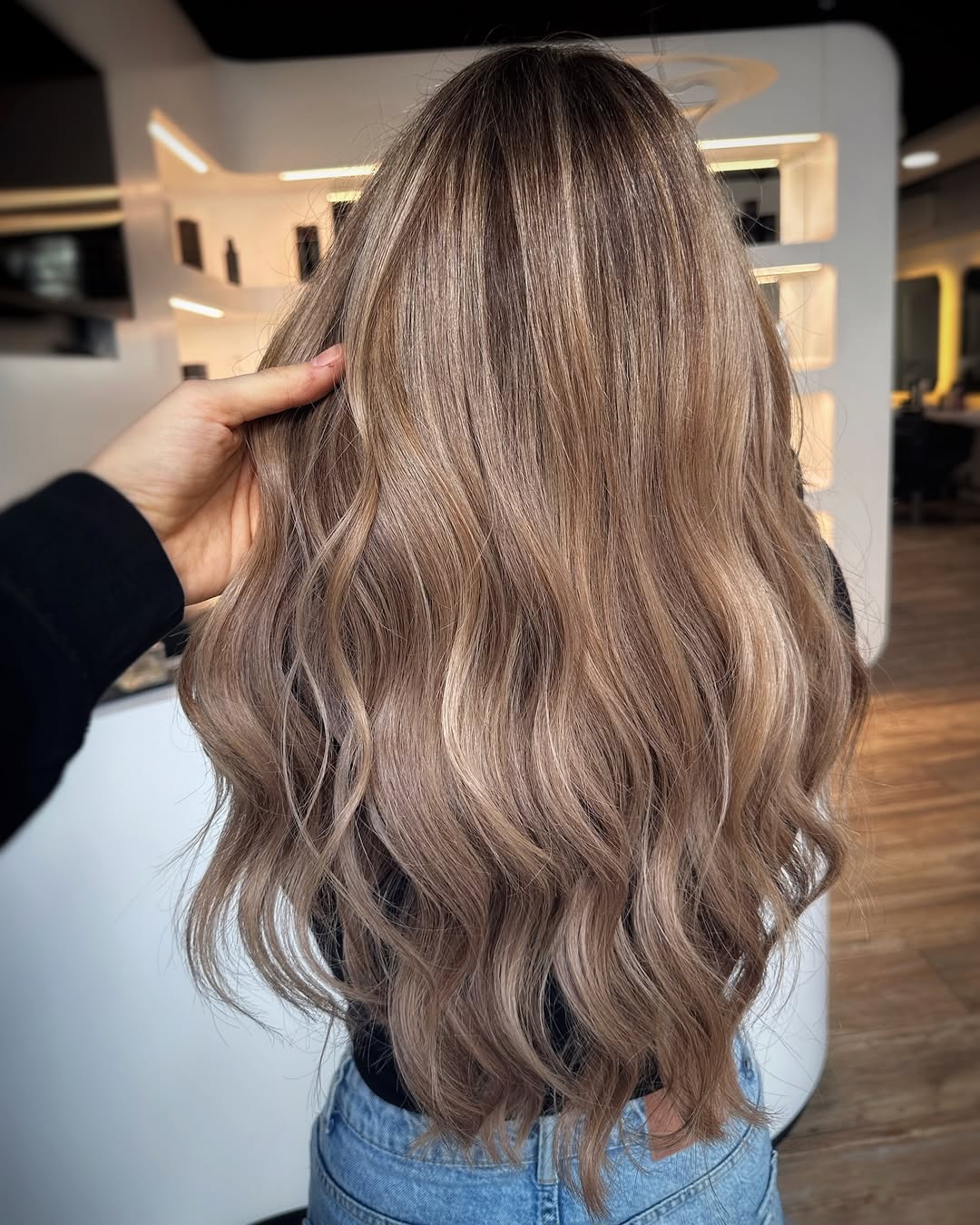 Wavy Dirty Blonde Balayage With Shadow Root