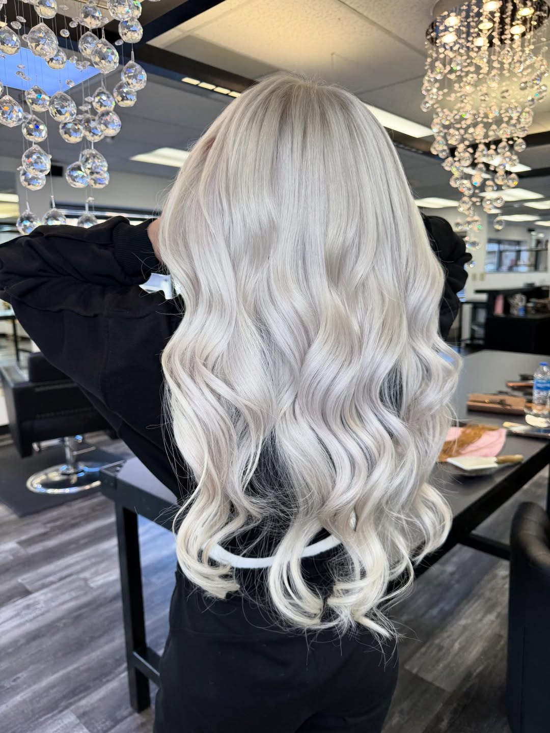 Wavy Extreme Platinum Blonde Long Hair