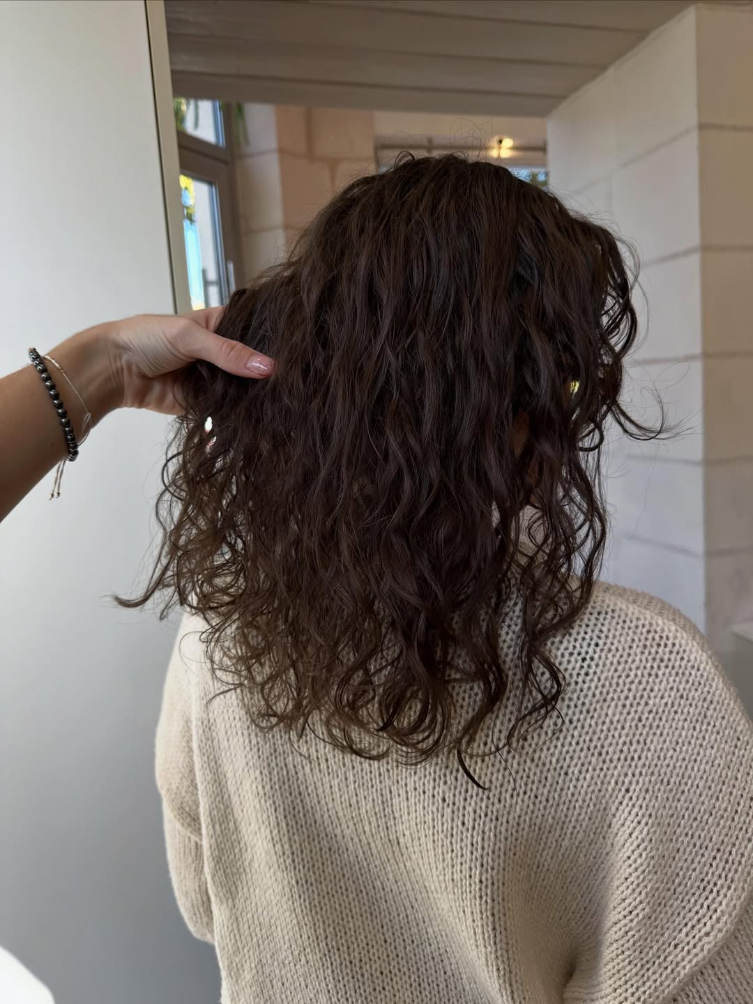 Wet Look Deep Brunette Wavy Lob