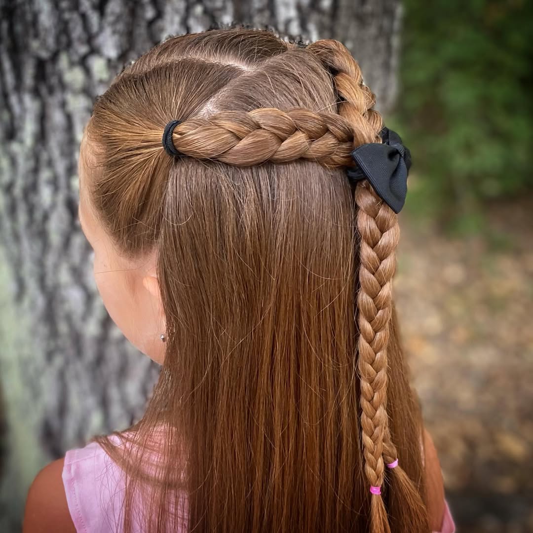 Whimsical Crown Braid With Waterfall Accent