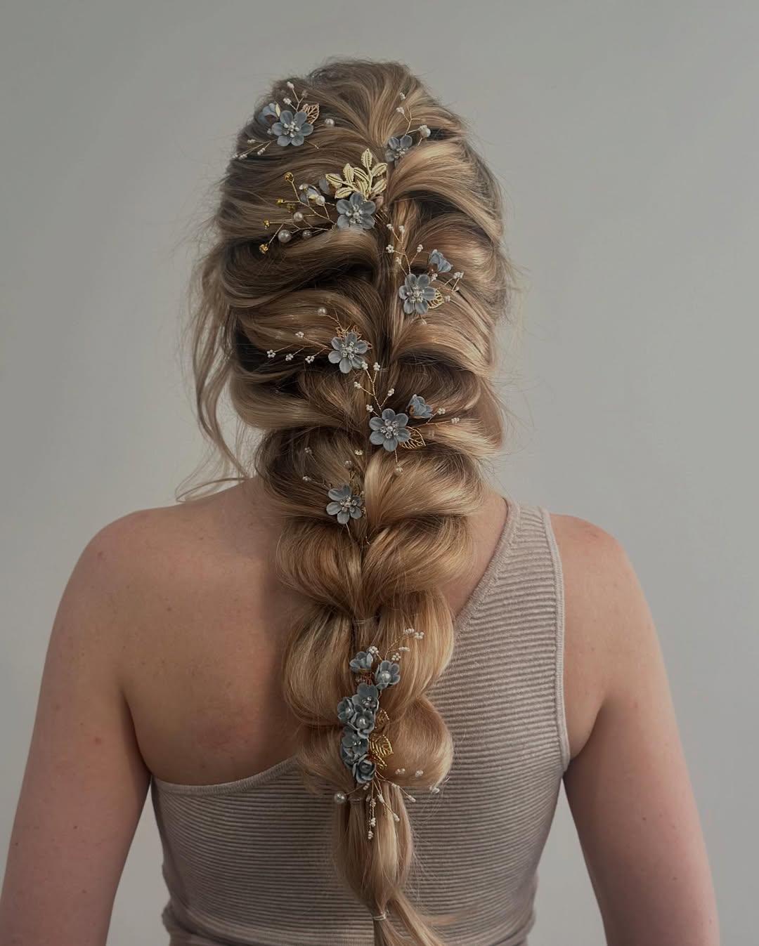 Whimsical Pull-Through Braid With Floral Hair Vine