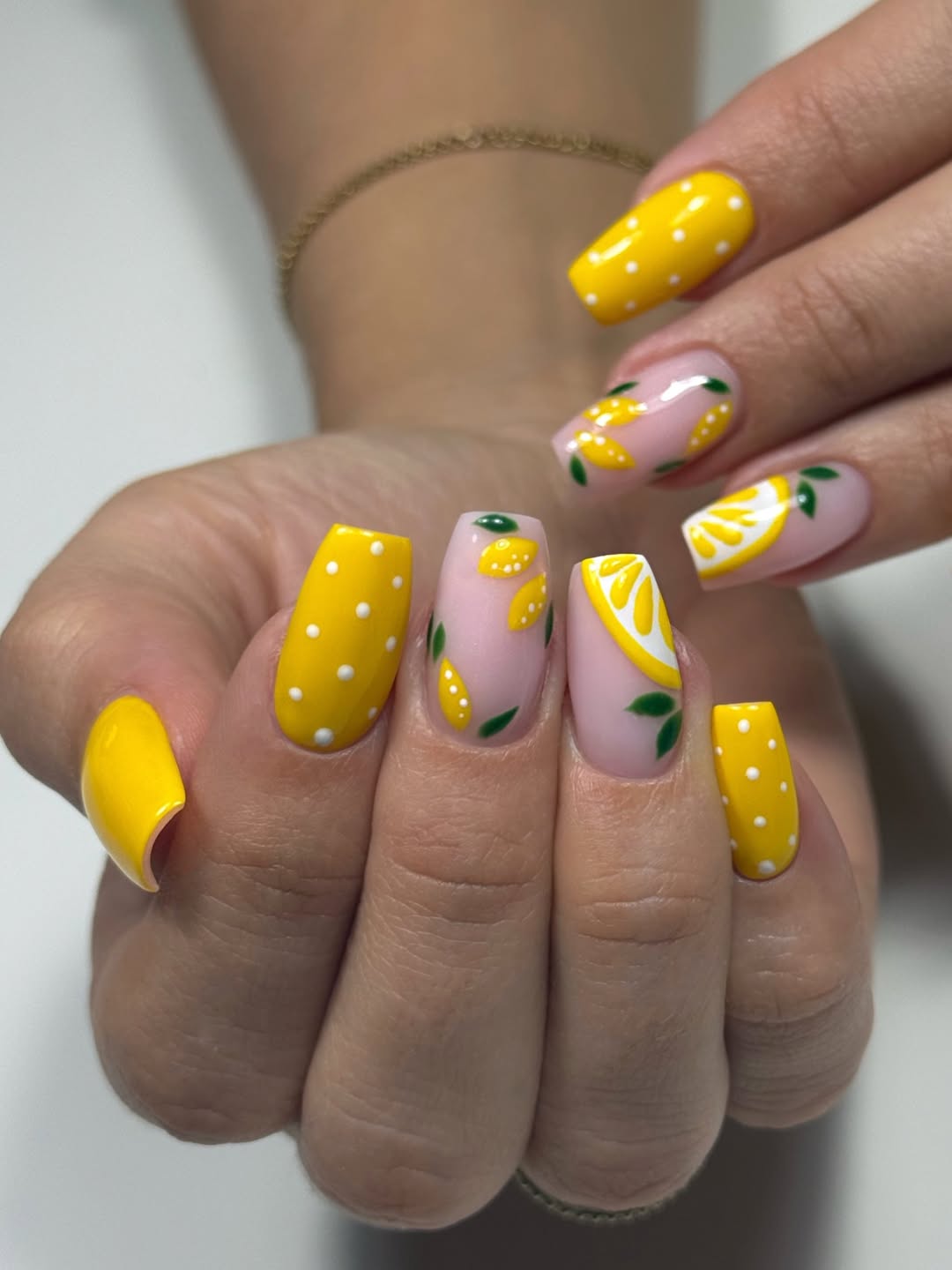 Zesty Lemon and Polka Dot Summer Nails