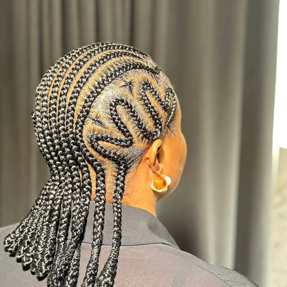 Artistic Zigzag Fulani Braids With Drop Charm