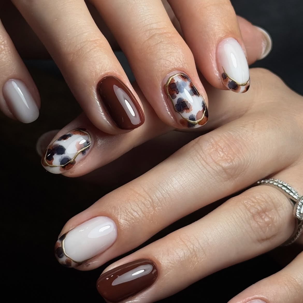 29 Stunning October Nail Ideas You Need To Try Now 8 Autumn Abstract Animal Print French Tips