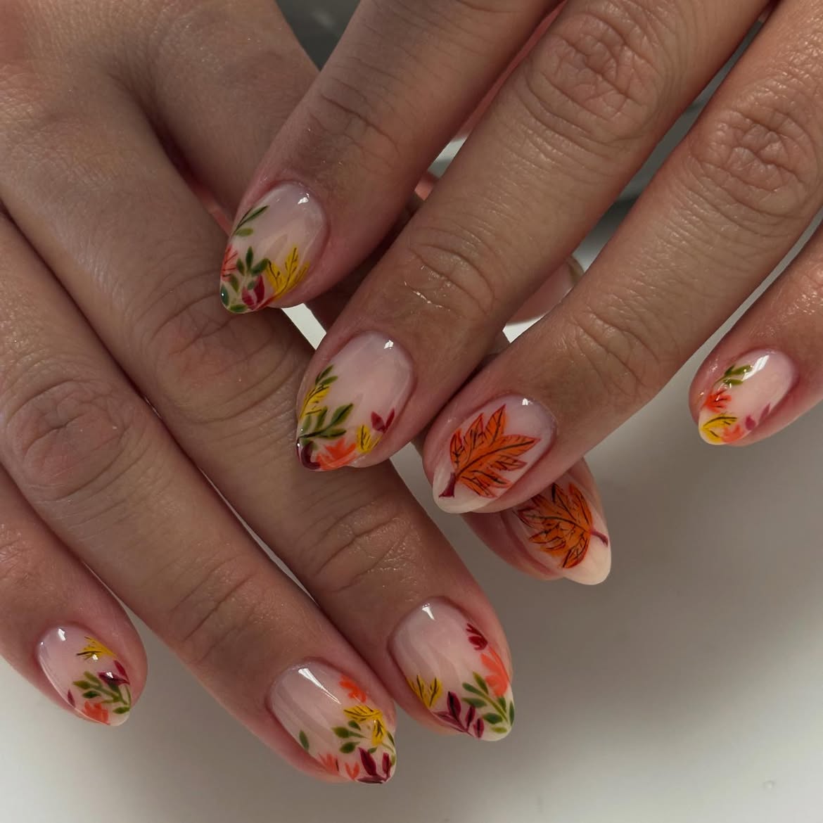 Autumn Leaf Fall Nail Art Design