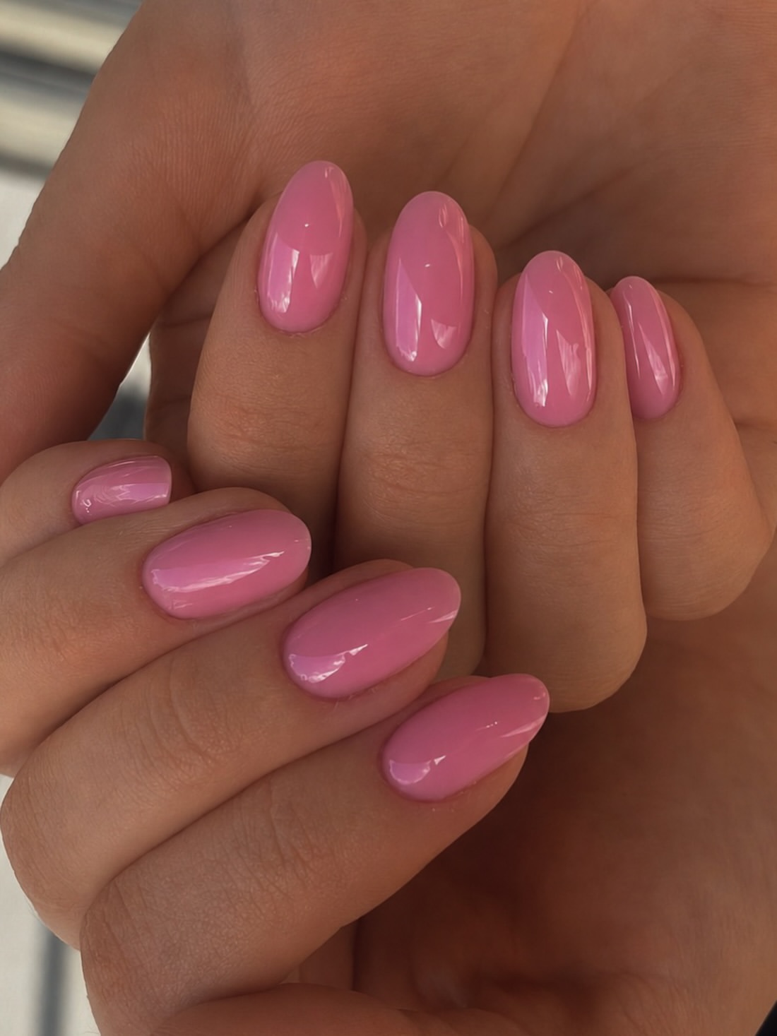 Ballet Slipper Pink Glossy Oval Nails
