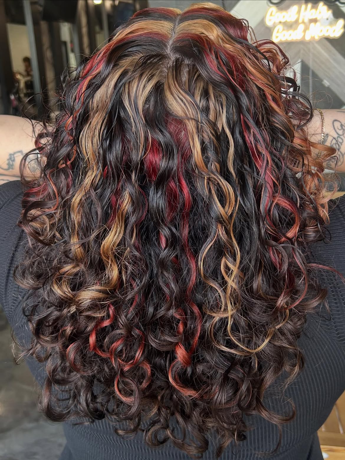 Bold Red And Blonde Curled Hair