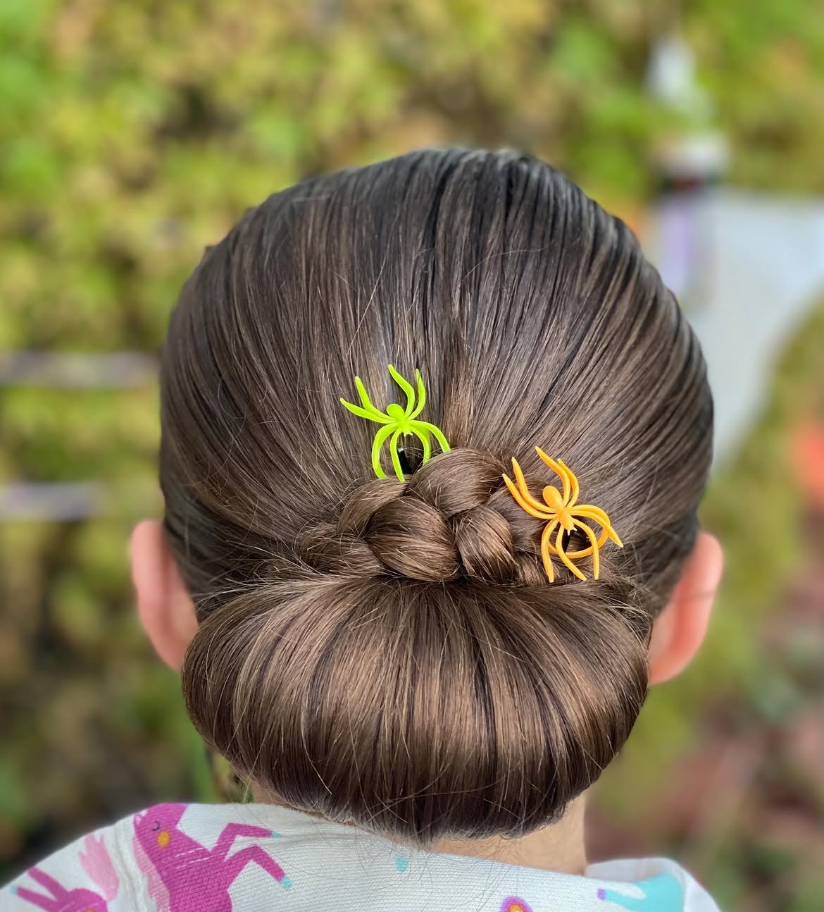 Braided Bun with Spooky Spider Halloween Hair Accessories