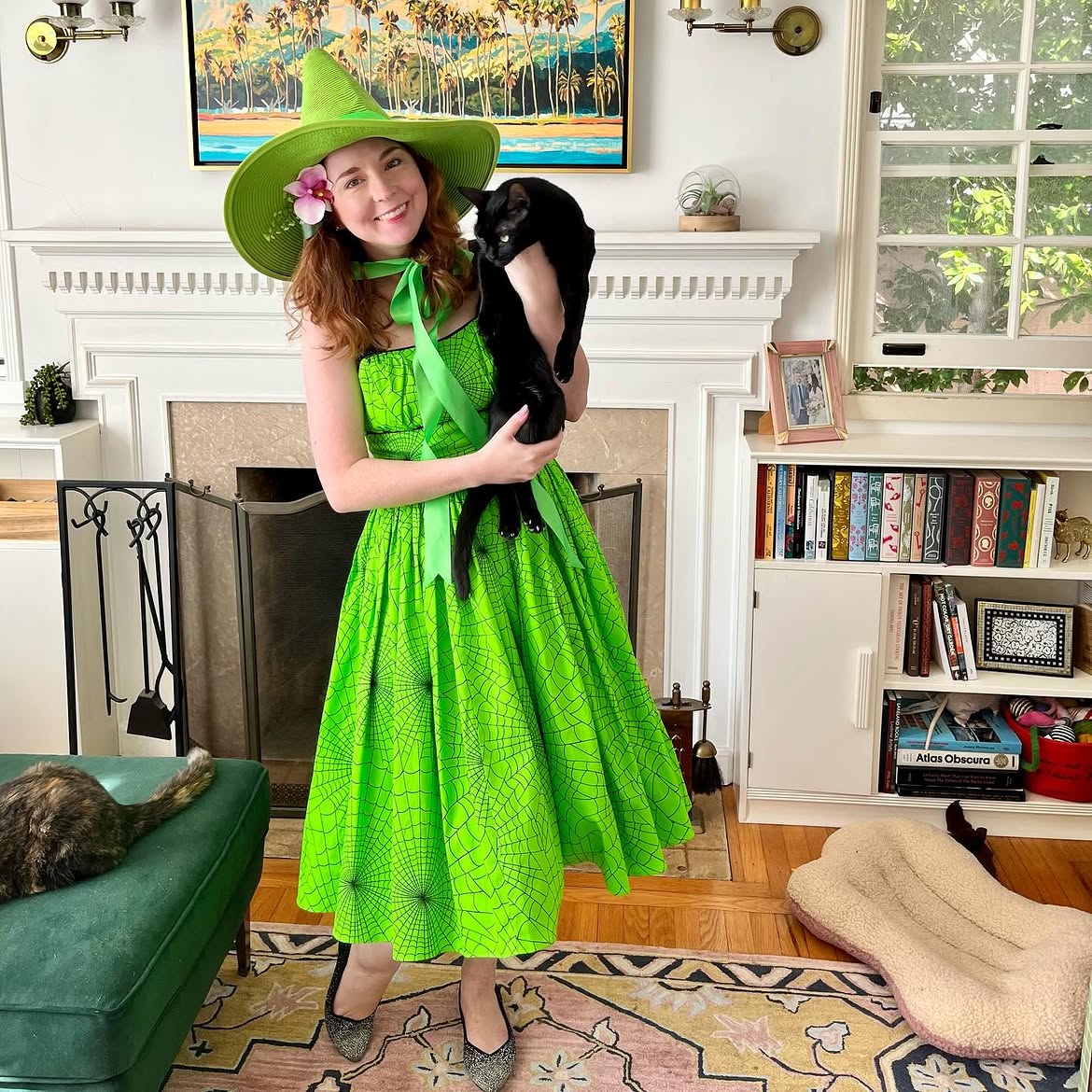 Bright Green Spiderweb Witch Halloween Dress