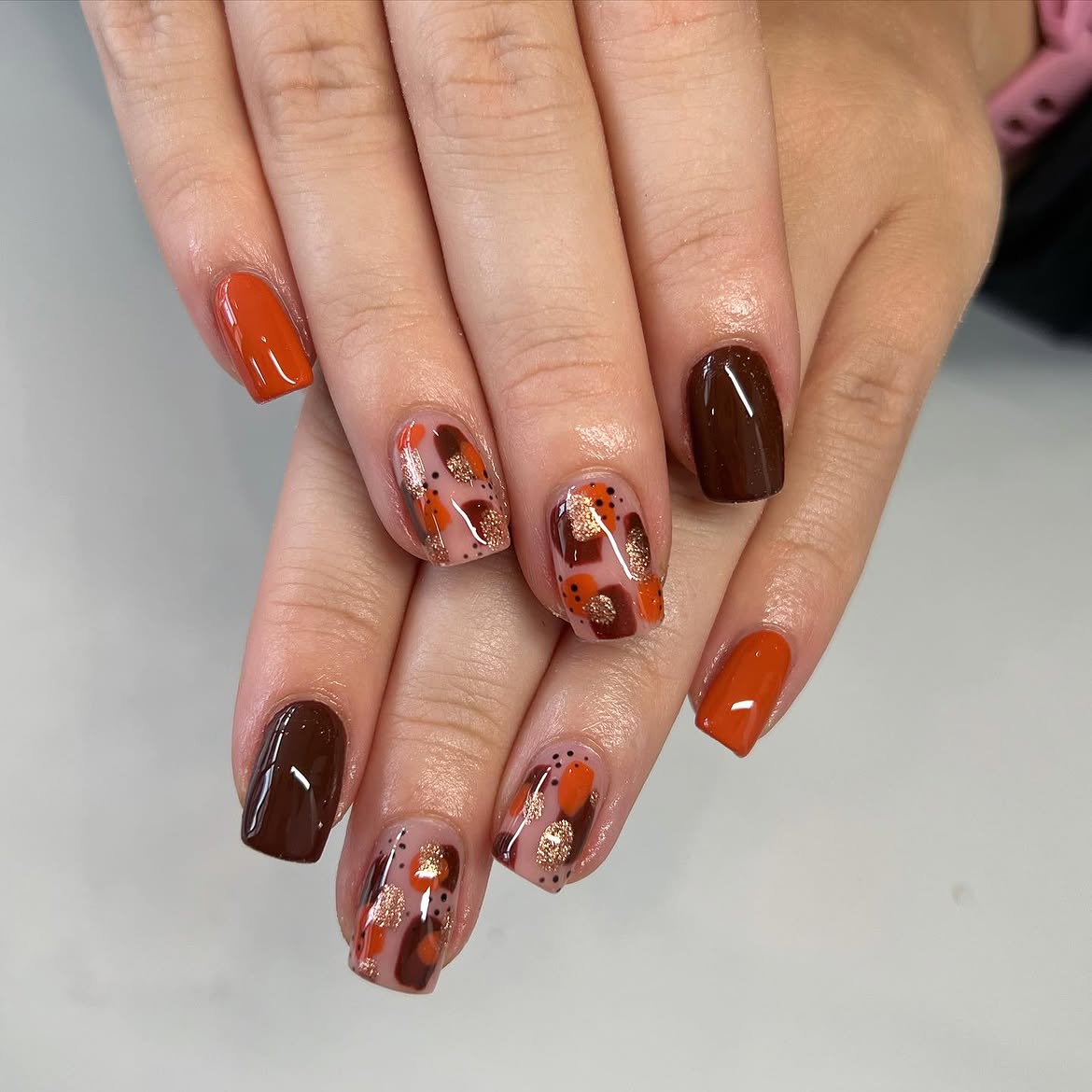 28 Stunning Orange Fall Nail Ideas You Need to Try 4 Brown Orange Leopard Print Fall Nails