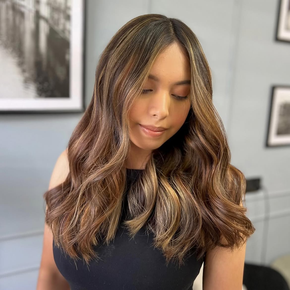 Caramel Balayage With Loose Waves For Brown Hair