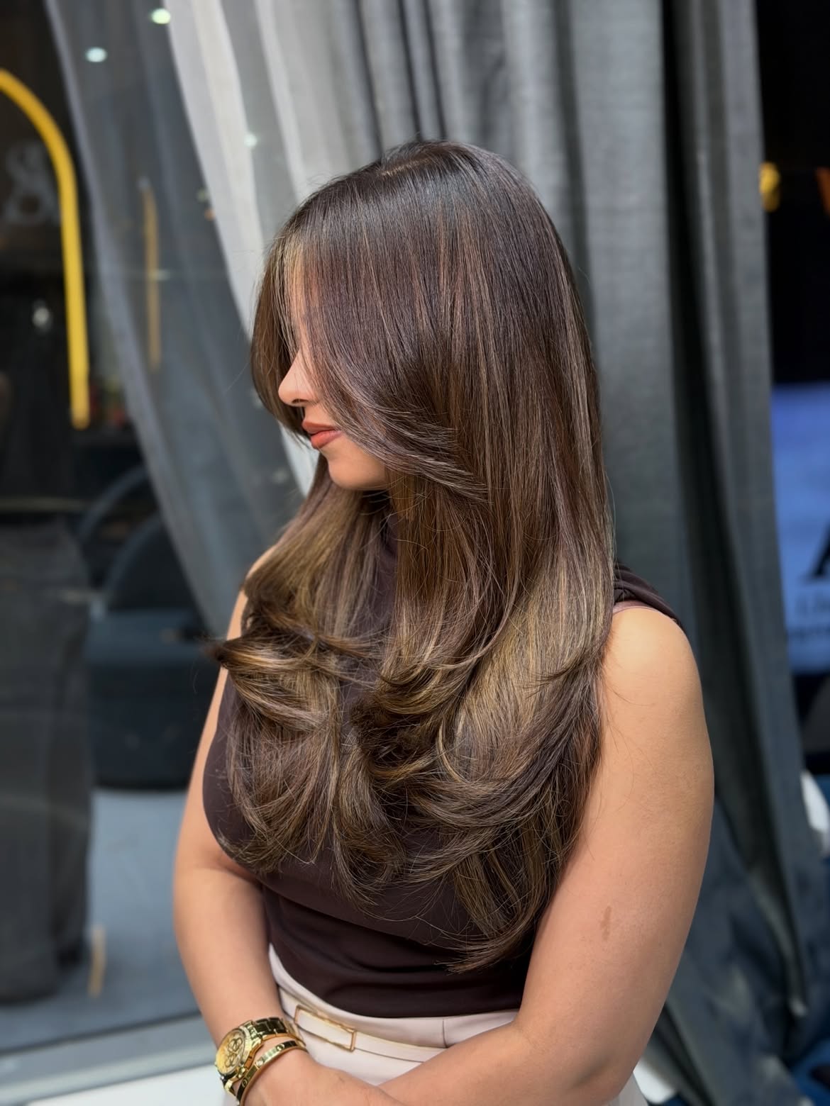 Cascading Layers With Subtle Honey Balayage