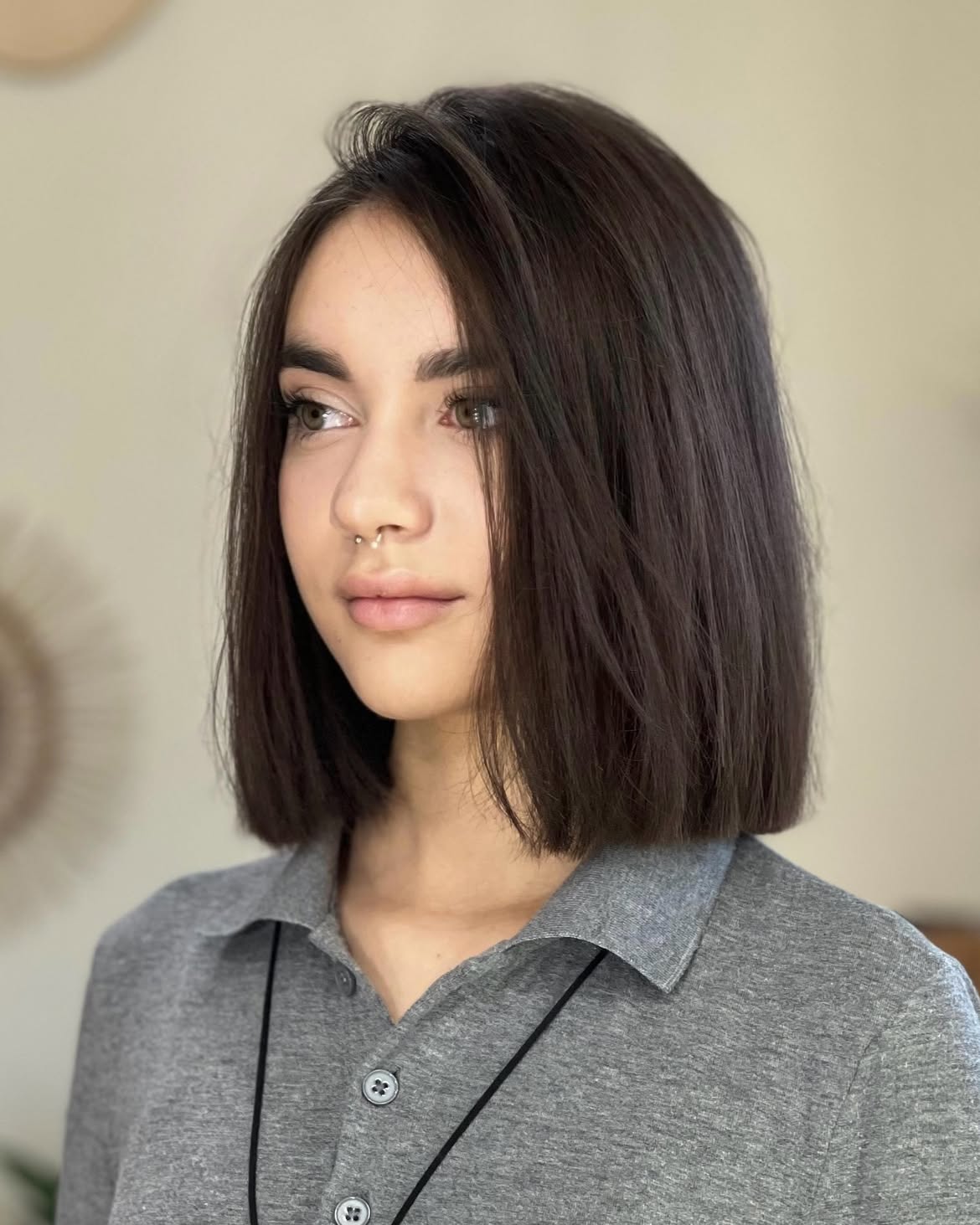 Chic Dark Brown Blunt Bob With Subtle Layers