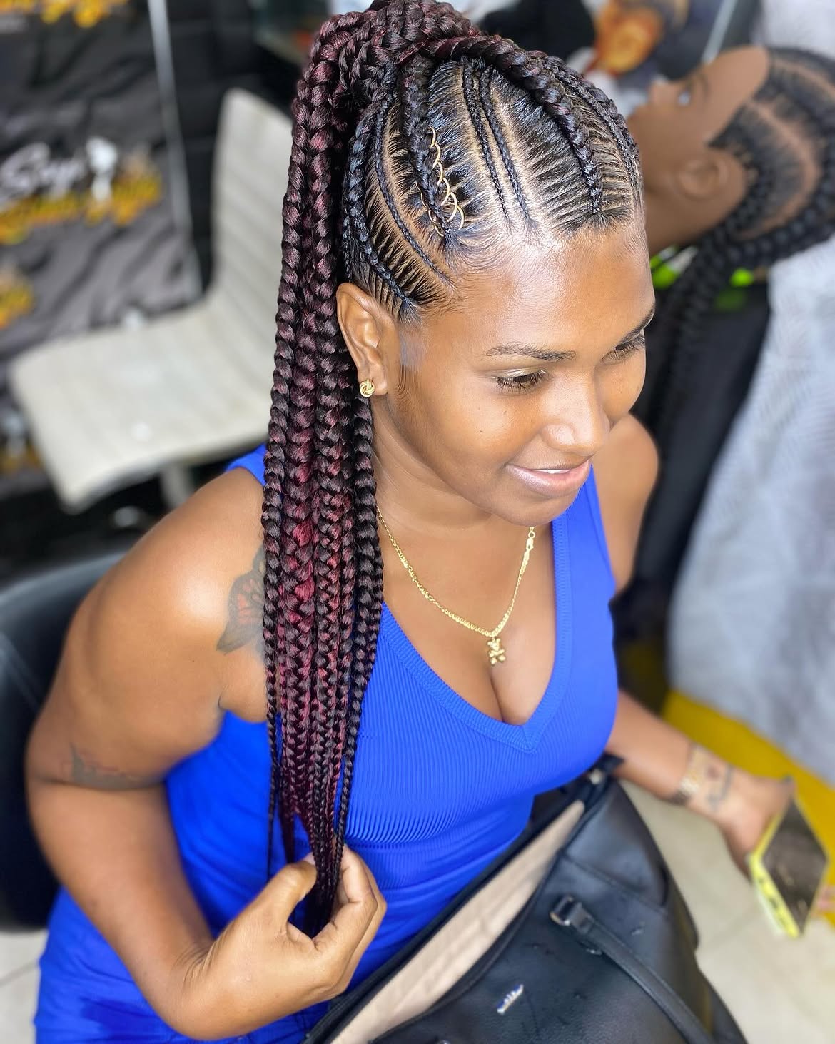 Chic High Ponytail With Deeply Parted Cornrows