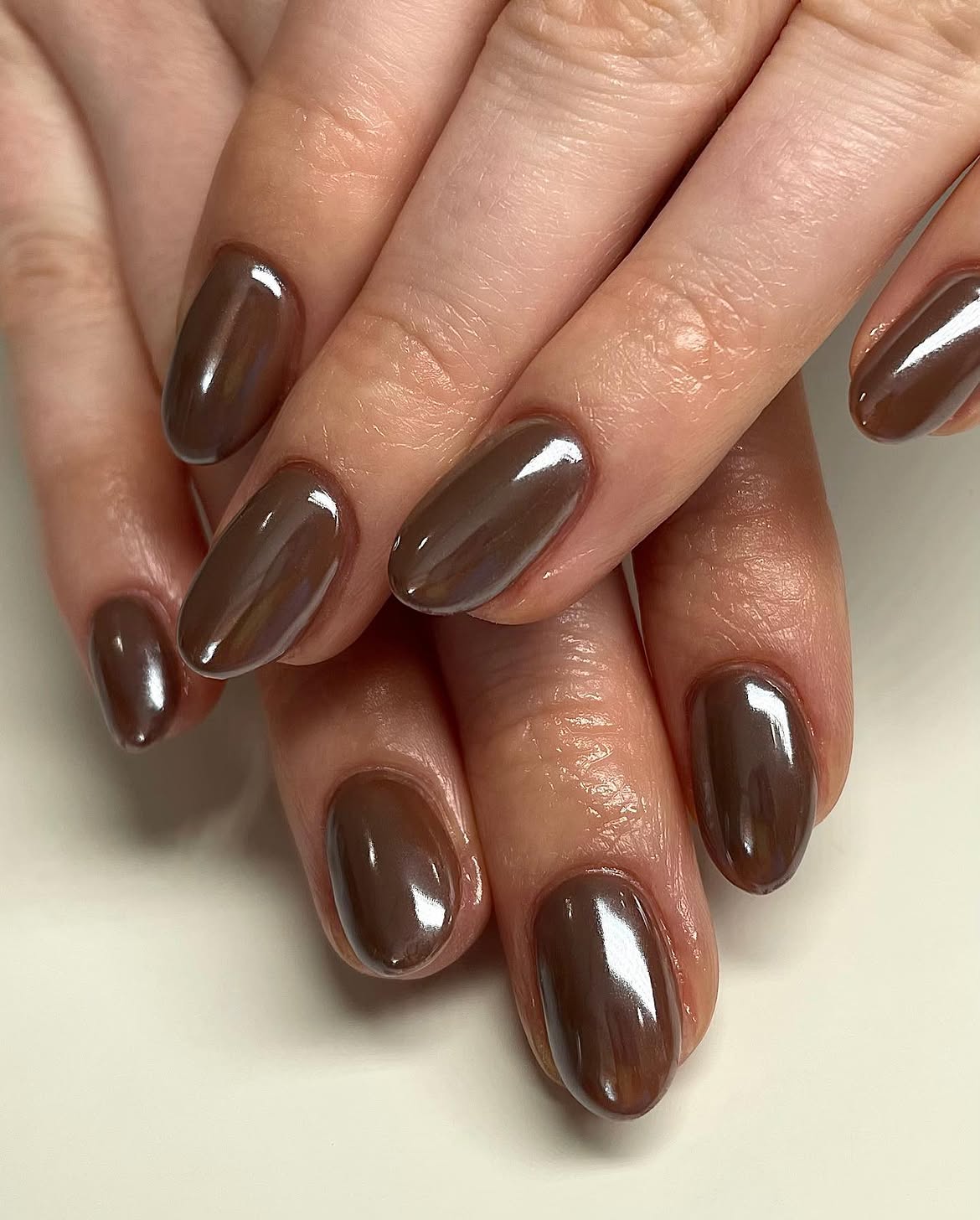Chocolate Chrome Oval Nails