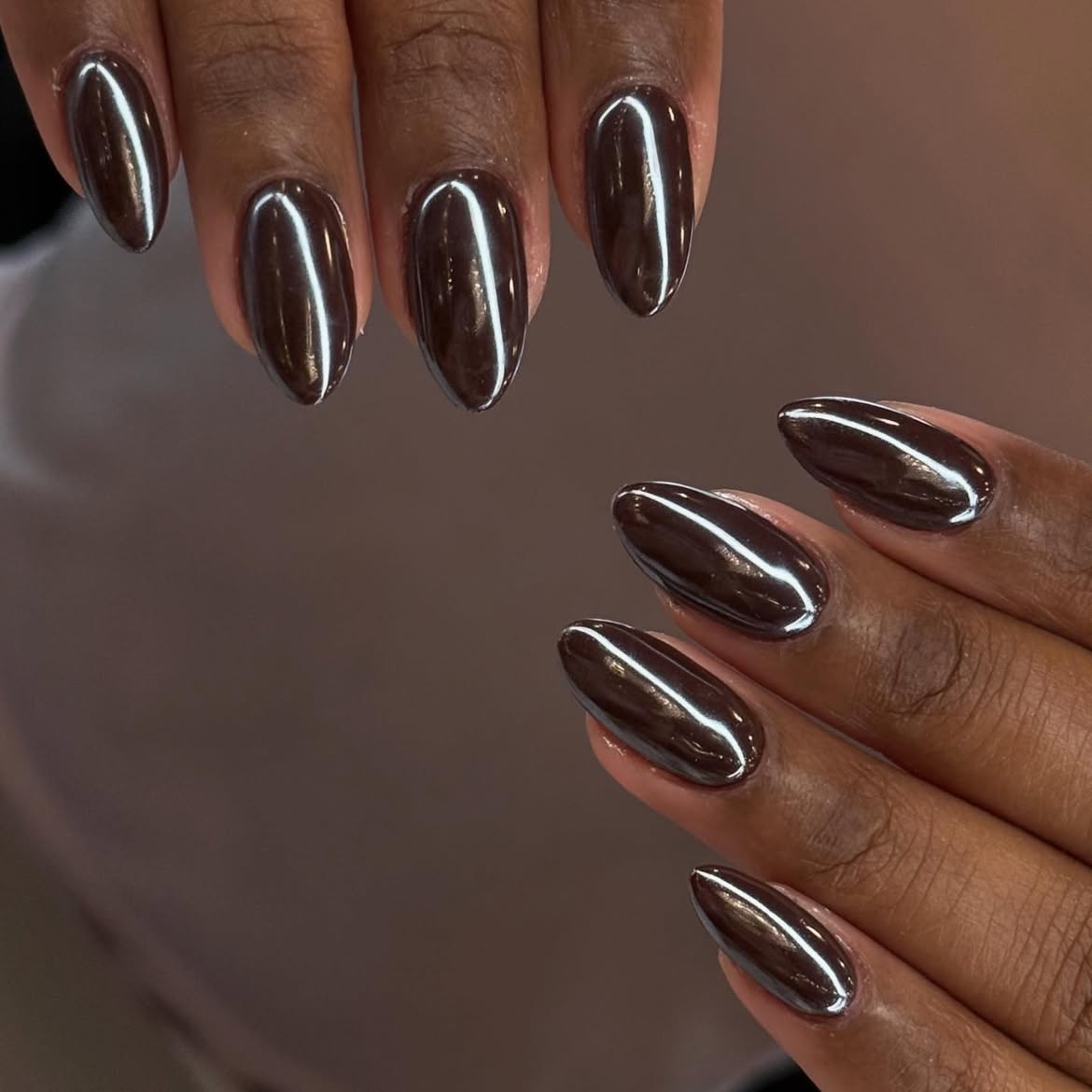 Chocolate Chrome Oval Nails