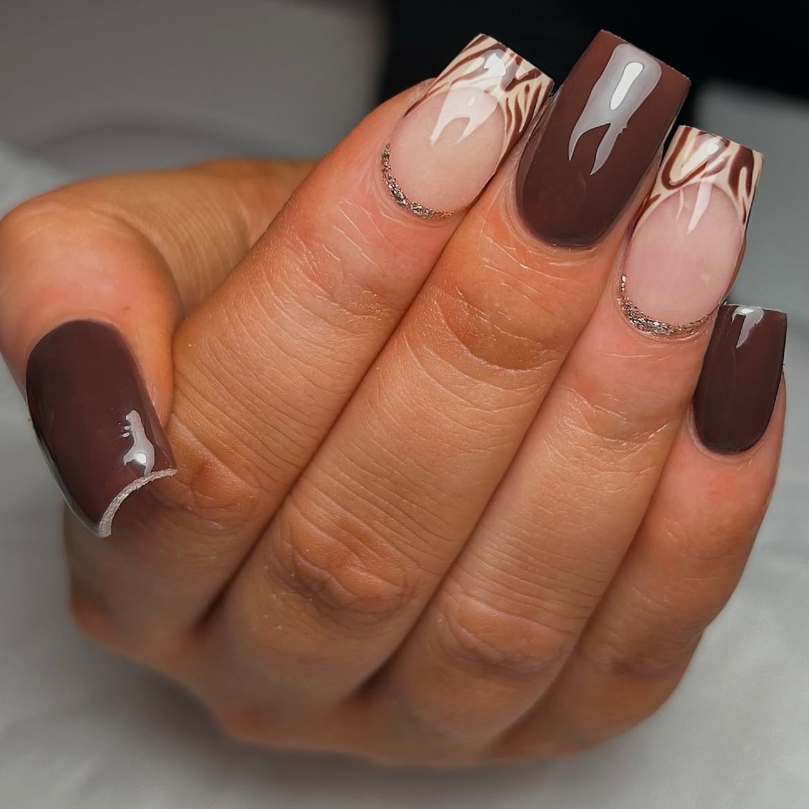 Chocolate Glazed Zebra French Tips