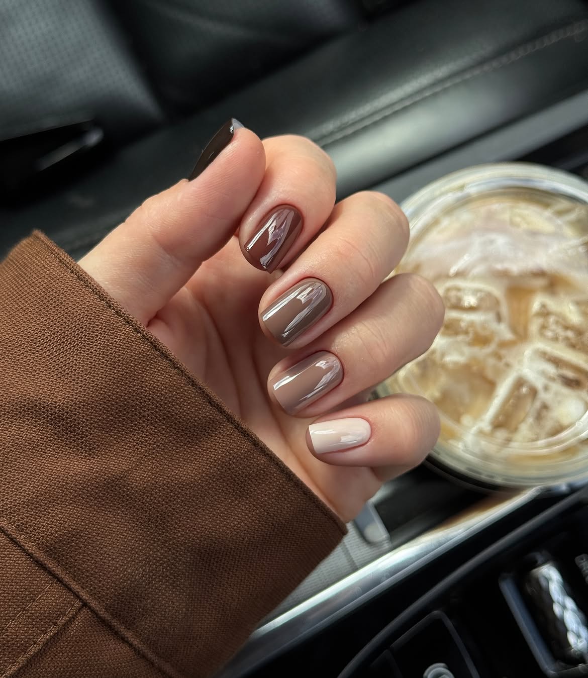 Chocolate Latte Gradient Almond Nails