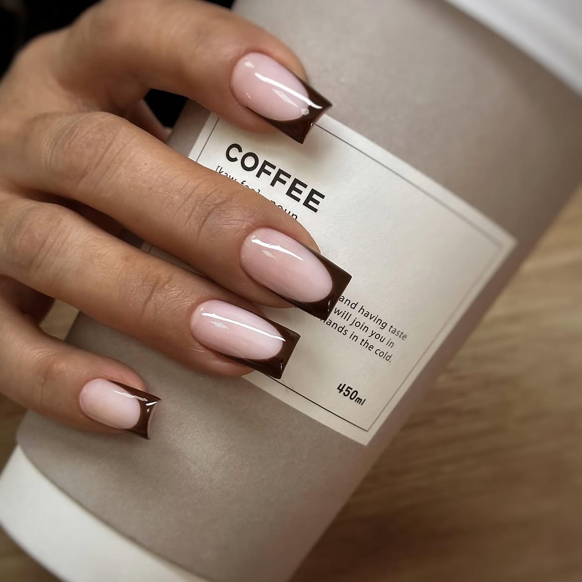 Chocolate Milk French Square Nails
