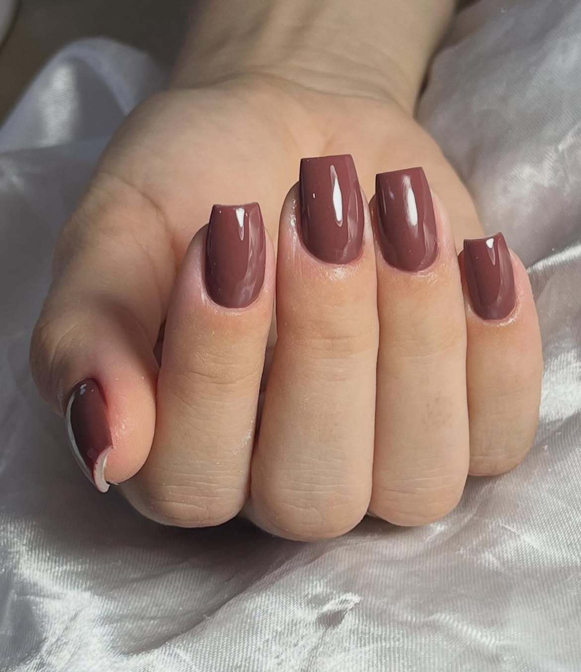 Chocolate Milk Swirl Square Nails