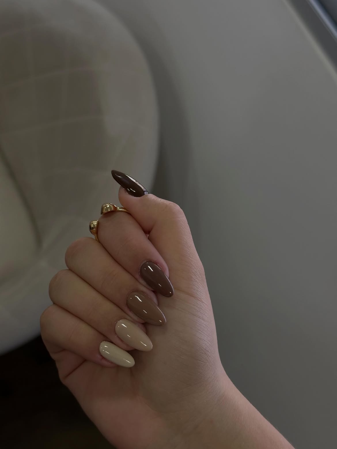 Chocolaty Matte Ombre Almond Nails