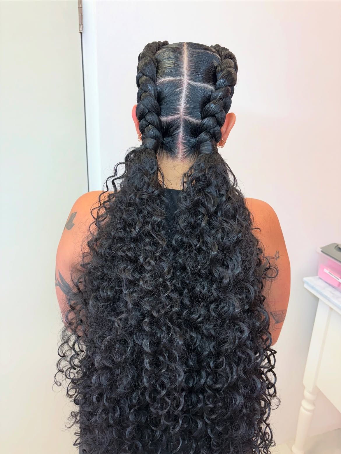 Chunky French Braids With Voluminous Curls