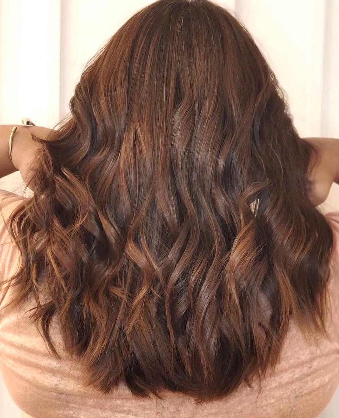 Cinnamon Swirl Waves Medium Length Hair