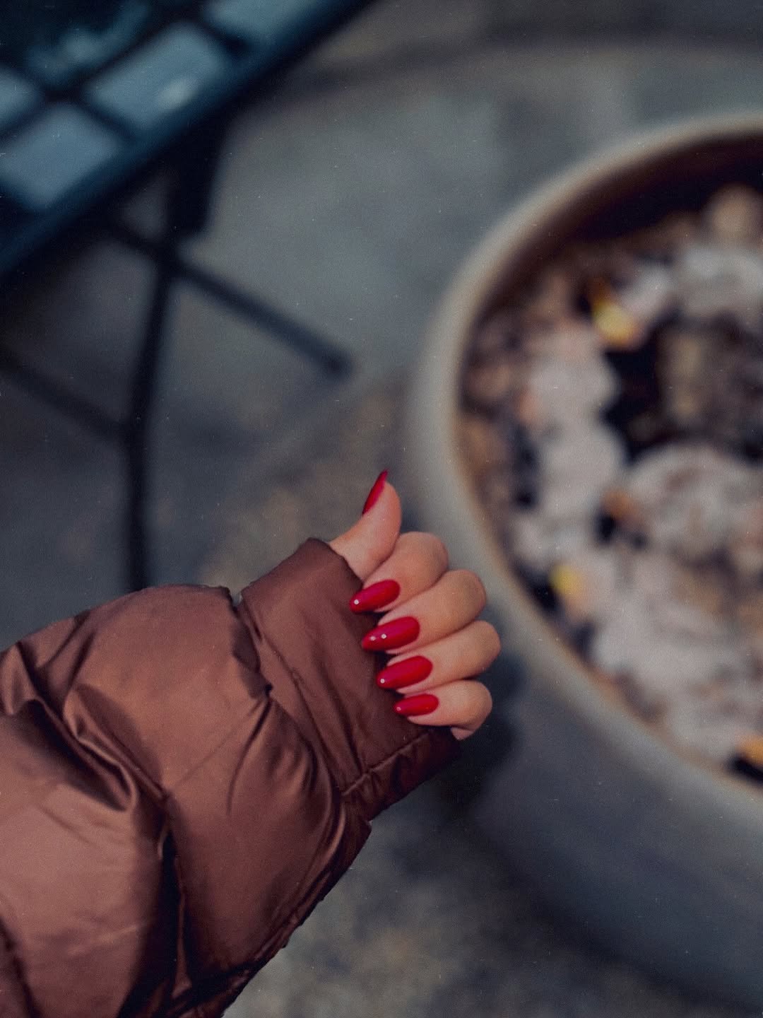 Classic Cherry Red Glossy Almond Nails
