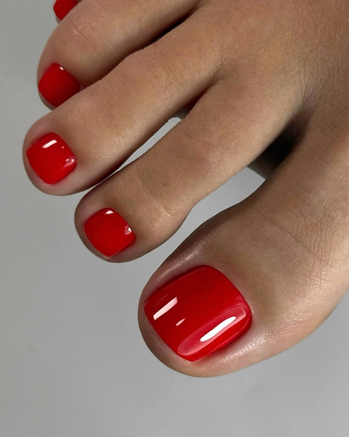 Classic Cherry Red Square Pedicure