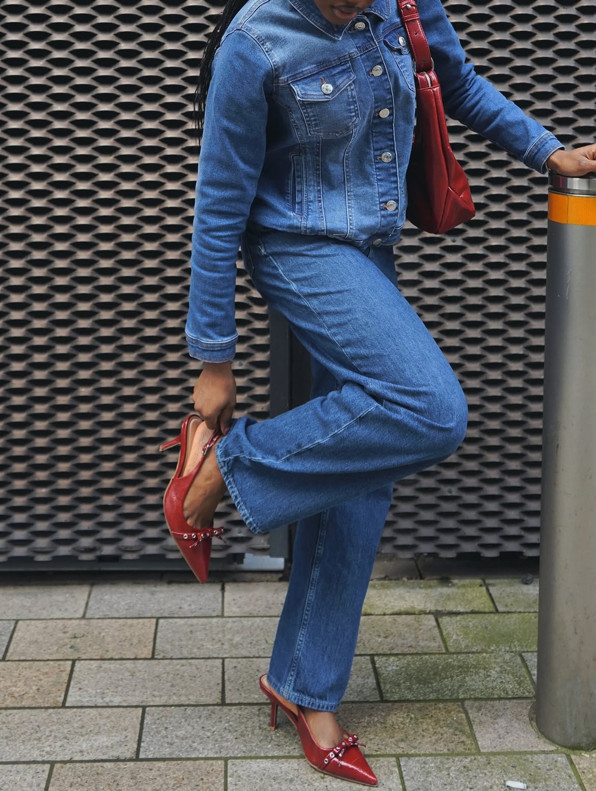 Classic Denim Jacket With Wide Leg Jeans