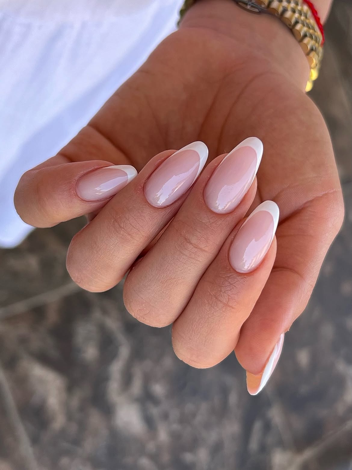 Classic French Tip Almond Nails