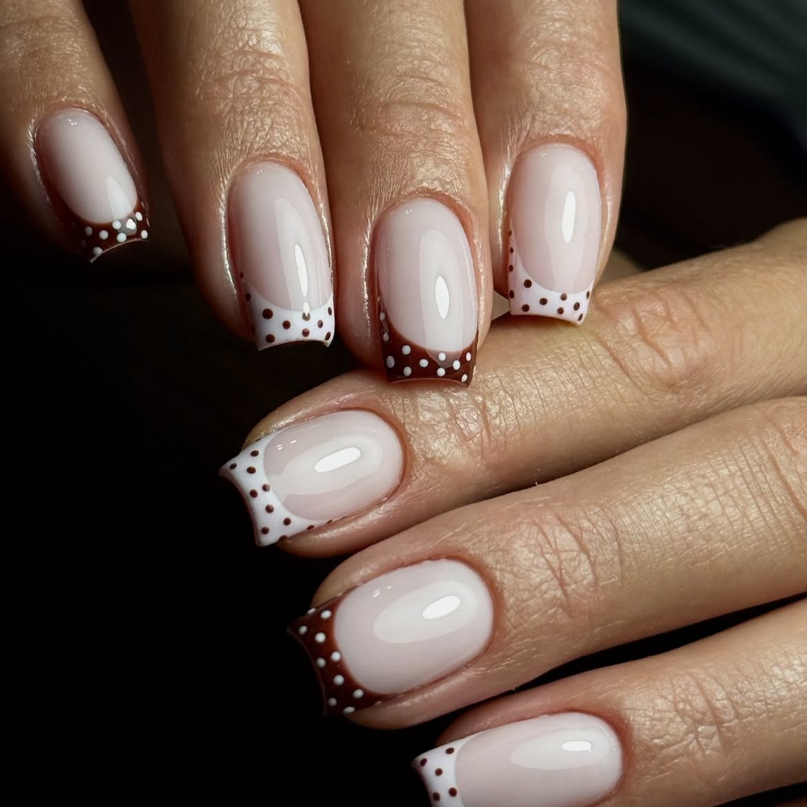 29 Stunning October Nail Ideas You Need To Try Now 10 Classic French with Polka Dot Accent