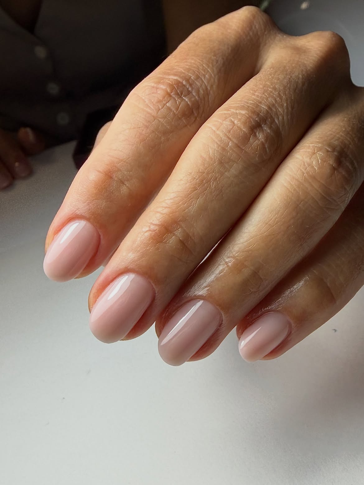 Classic Milky Nude Oval Nails