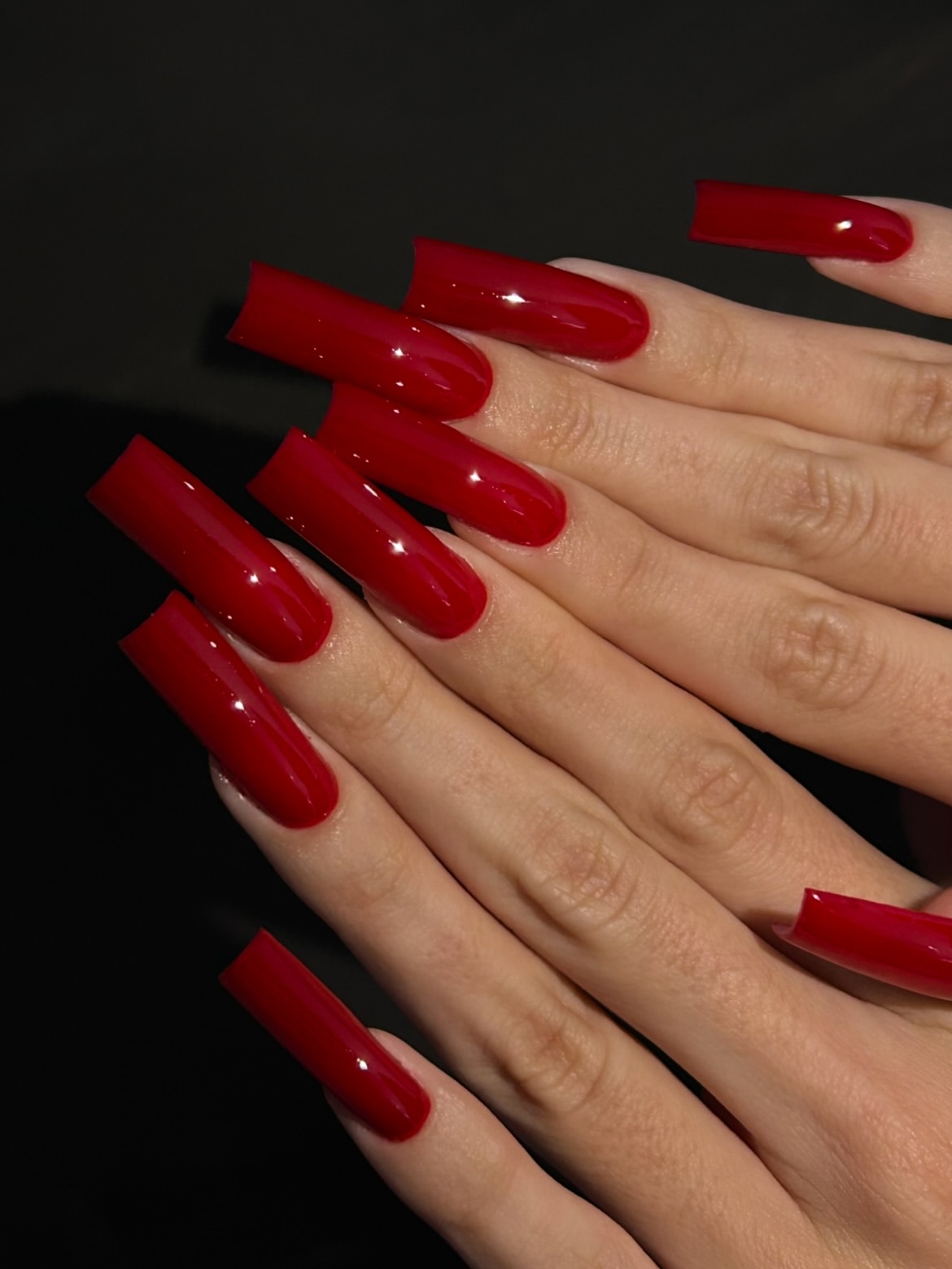 Classic Red Glossy Square Nails