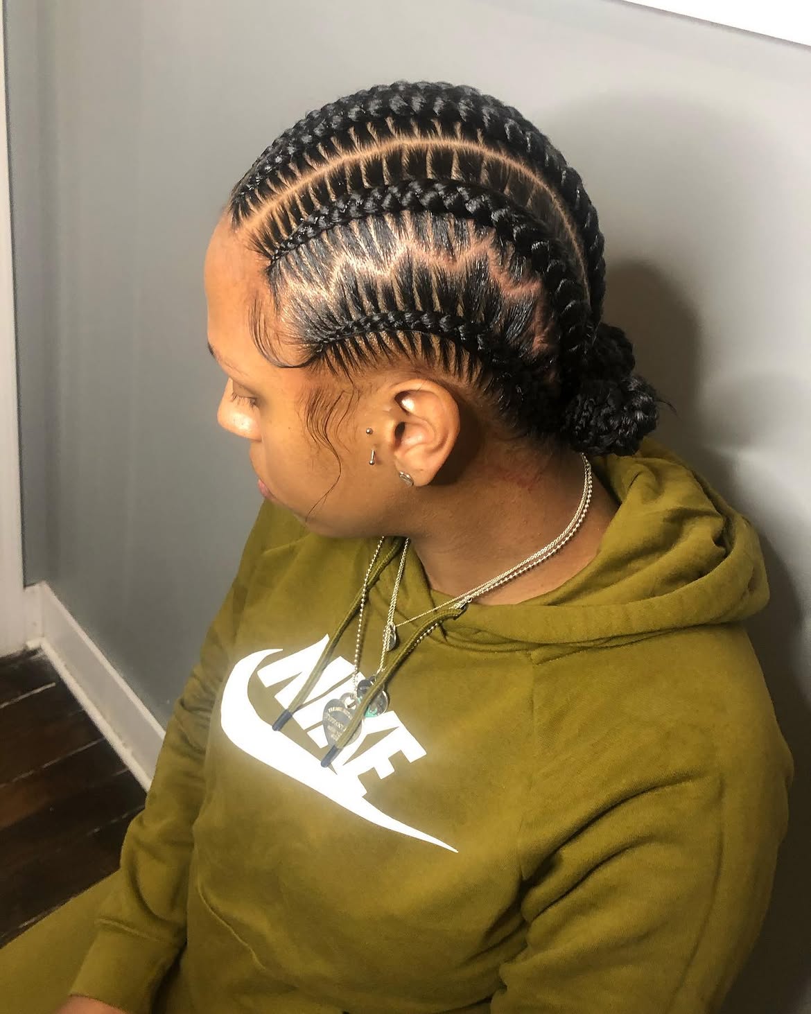 Classic Zigzag Cornrows With Low Bun