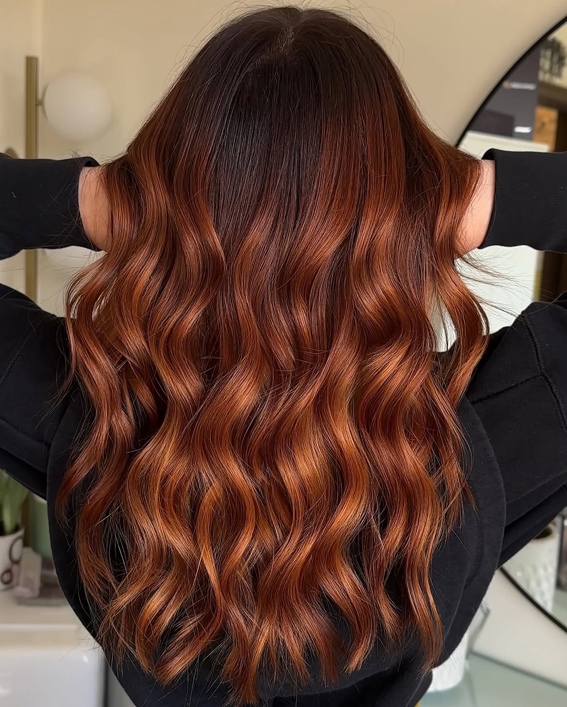 Copper Balayage With Loose Waves