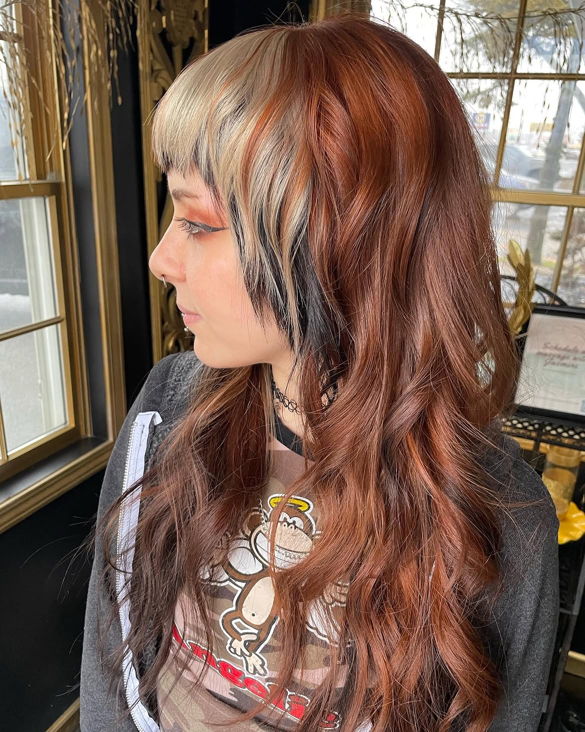 Copper Blonde Mullet With Black Peekaboo Streaks
