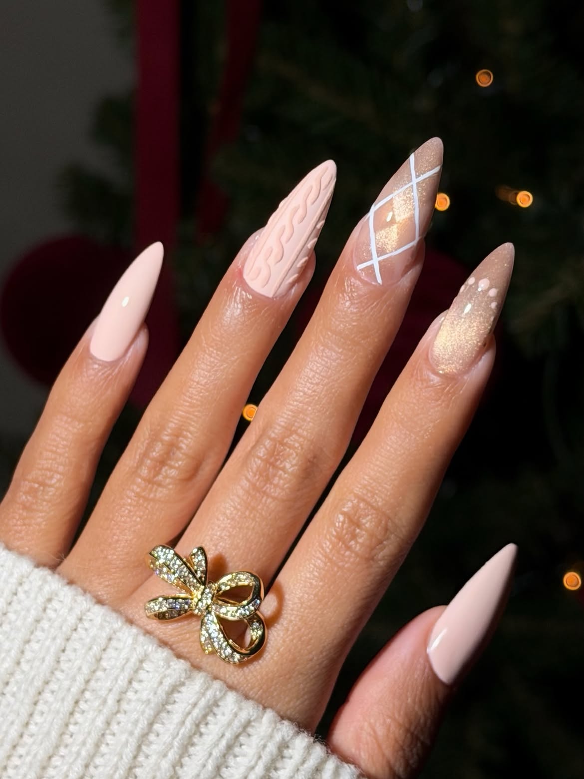 Cozy Cable Knit Sweater Almond Nails