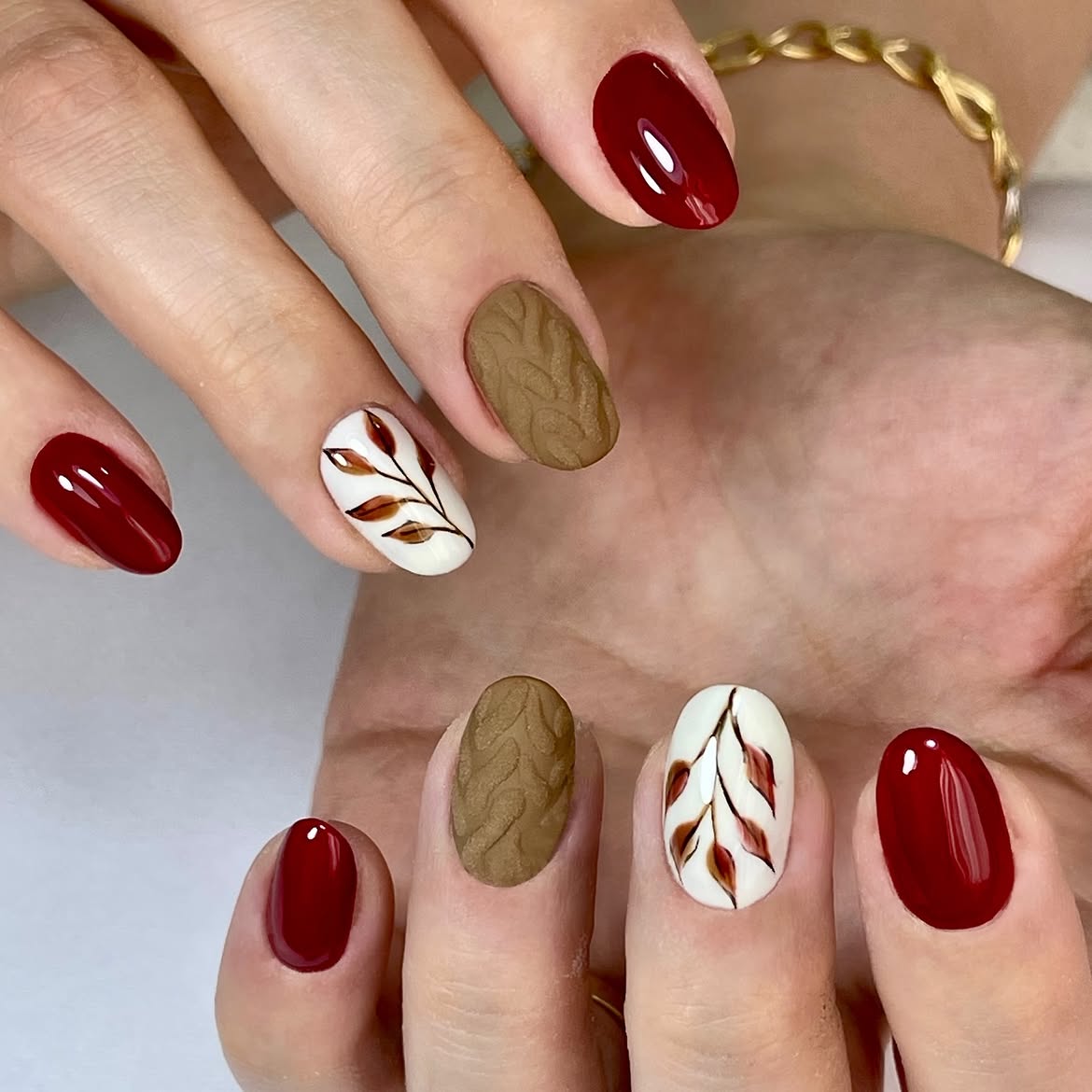 Cozy Cable Knit Sweater And Leaf Fall Manicure