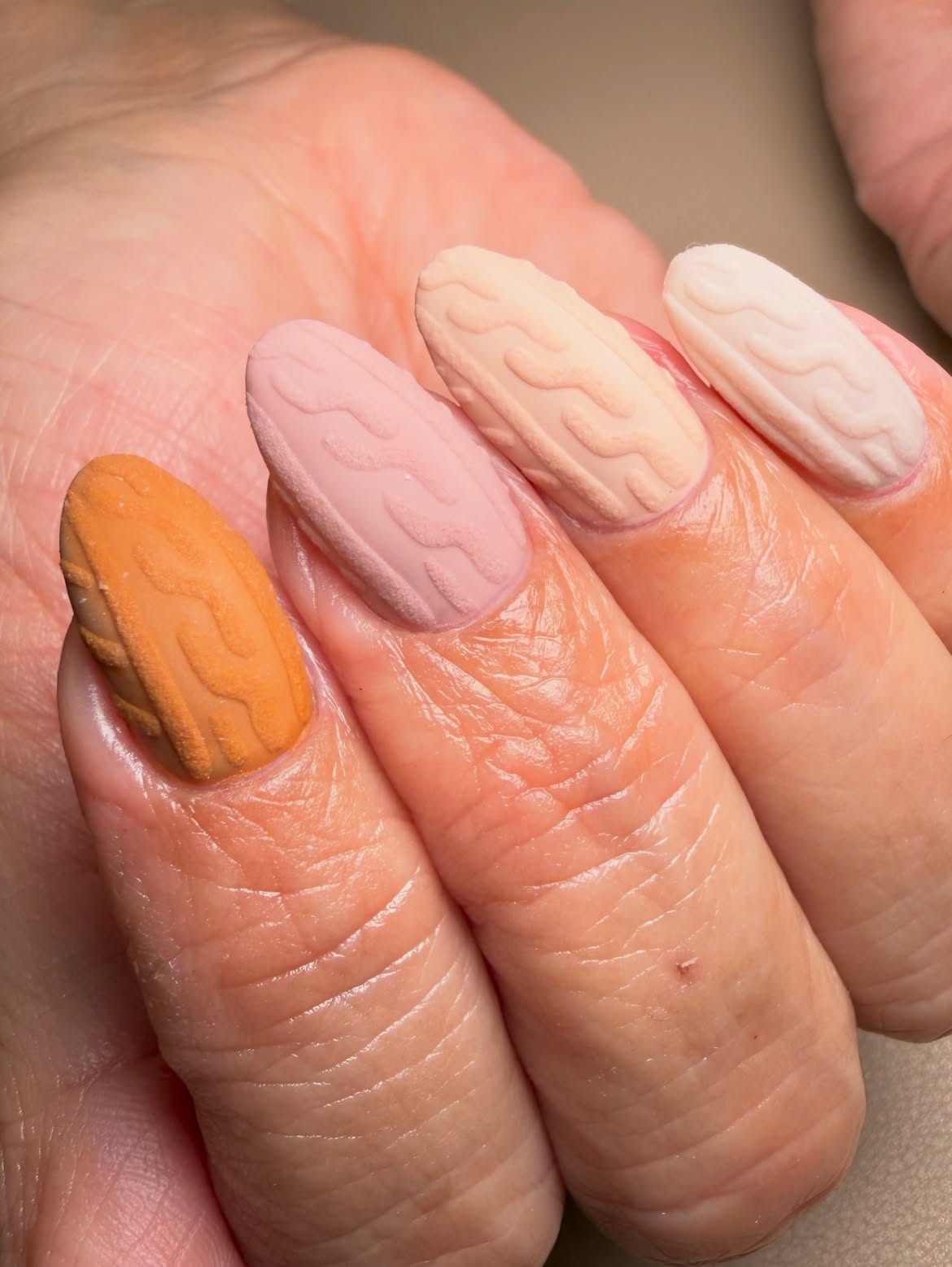 Cozy Cable Knit Sweater Matte Nails