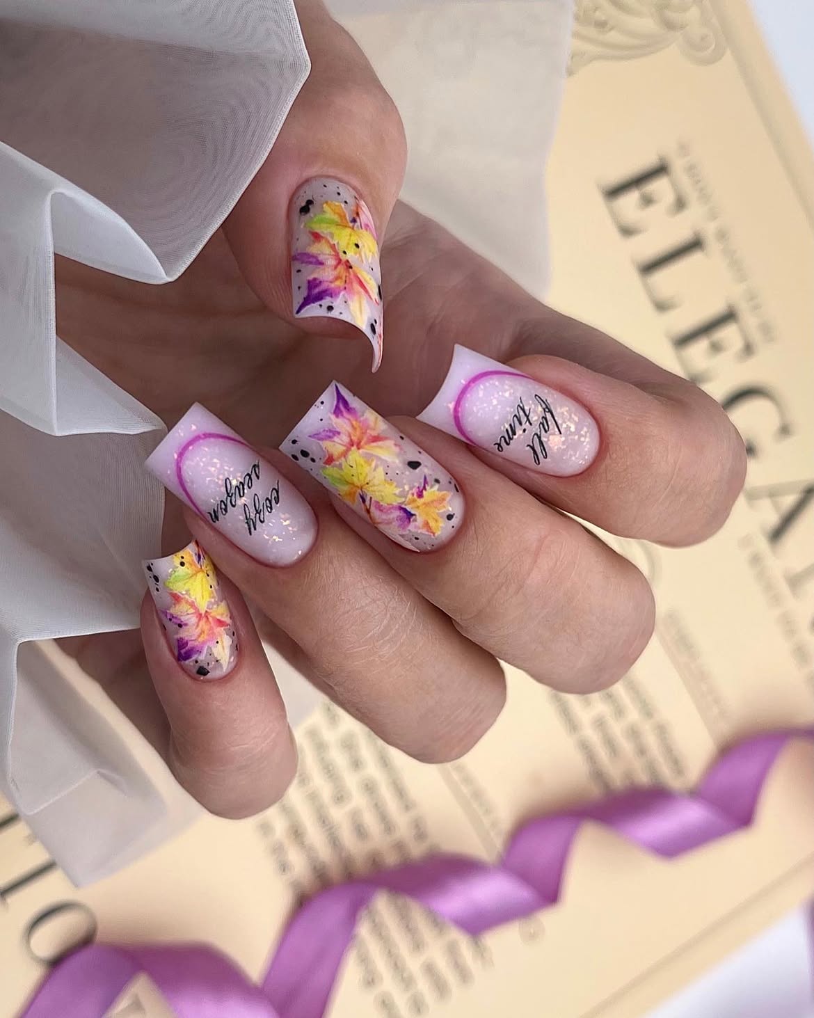 Cozy Season Fall Leaf French Tips
