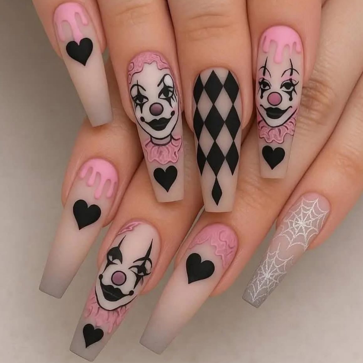 28 Spooktacular Halloween Nail Ideas You Need To Try 14 Creepy Clown Coffin Halloween Nails