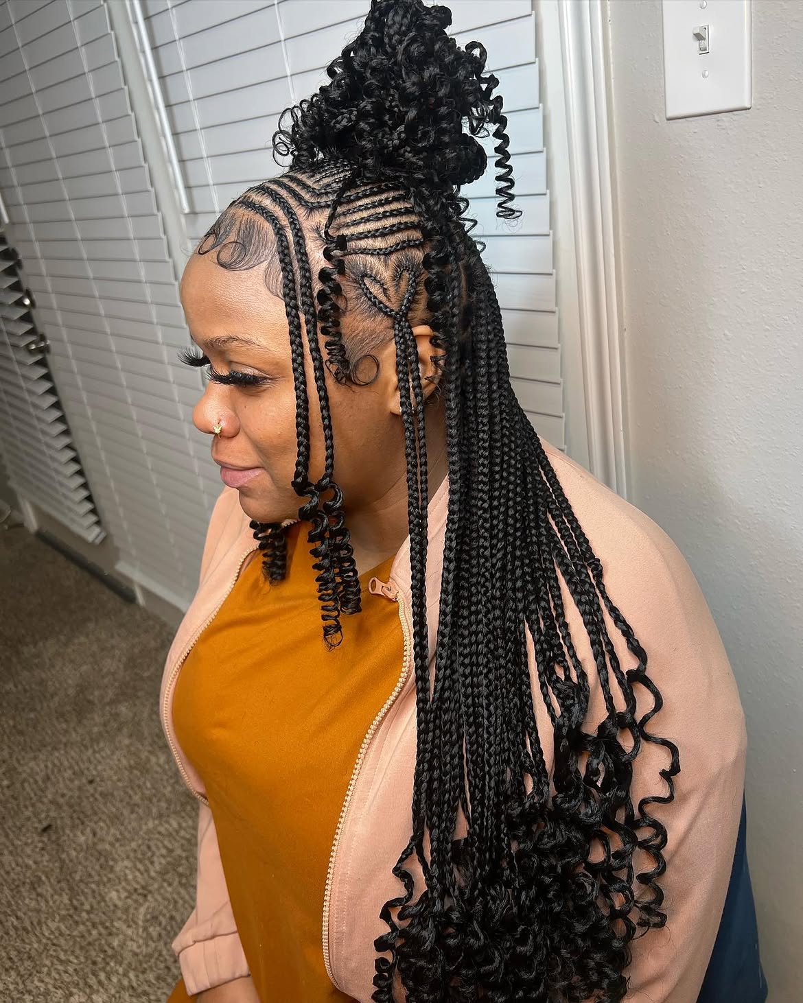 Curly Top Knot With Detailed Braided Front