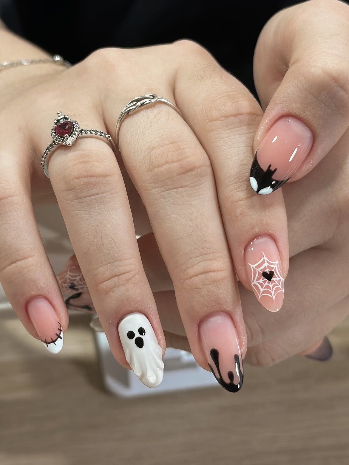 28 Spooktacular Halloween Nail Ideas You Need To Try 17 Cute Halloween Ghost and Spiderweb French Tips