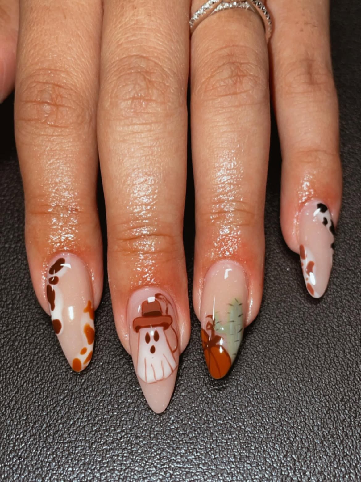 Cute Halloween Ghost & Pumpkin Nail Art