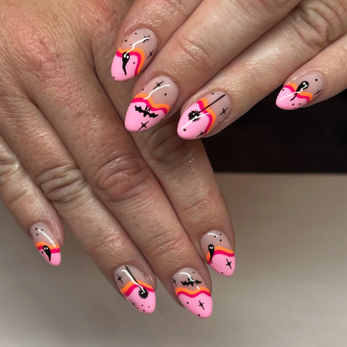 27 Spooktacular Pink Halloween Nail Ideas You Need 11 Cute Halloween Pink Ghost Aura Nails