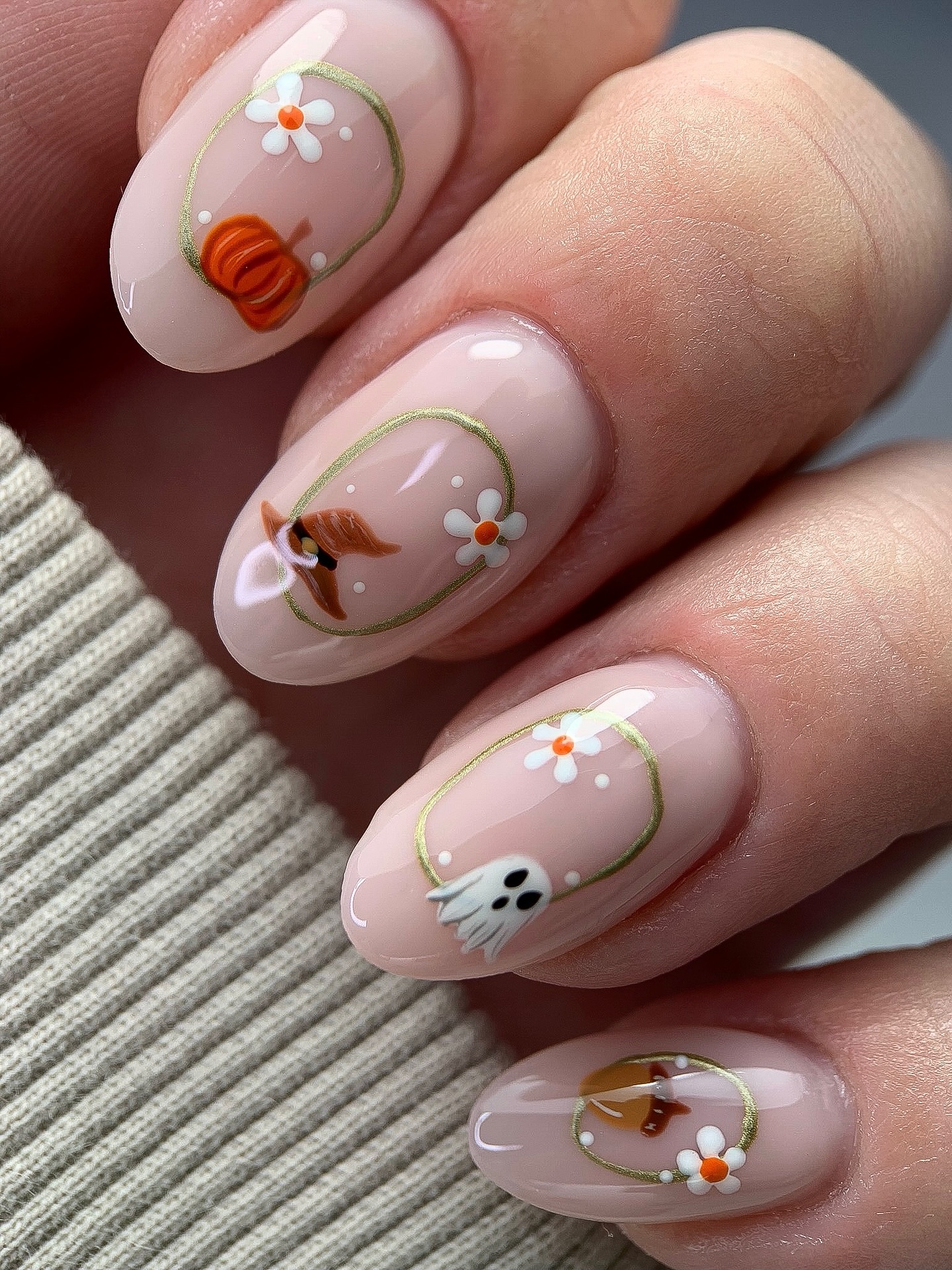 Cute October Icons Gel Manicure