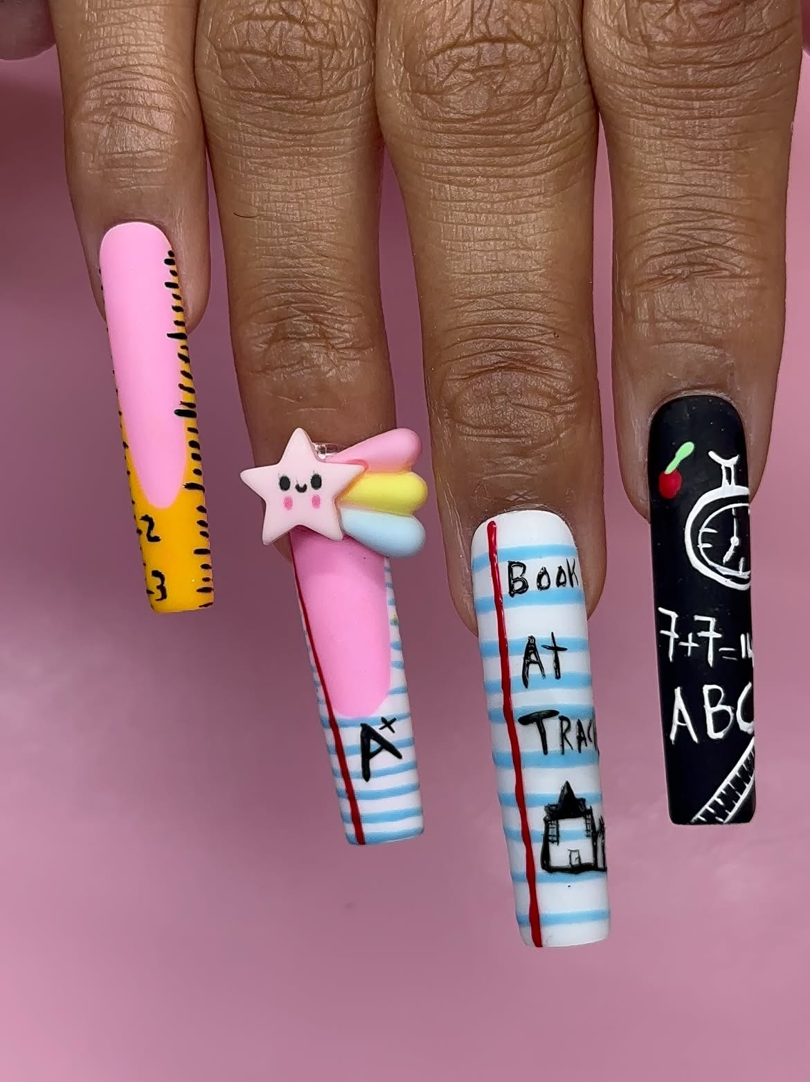 Cute School Supply Themed Nail Art