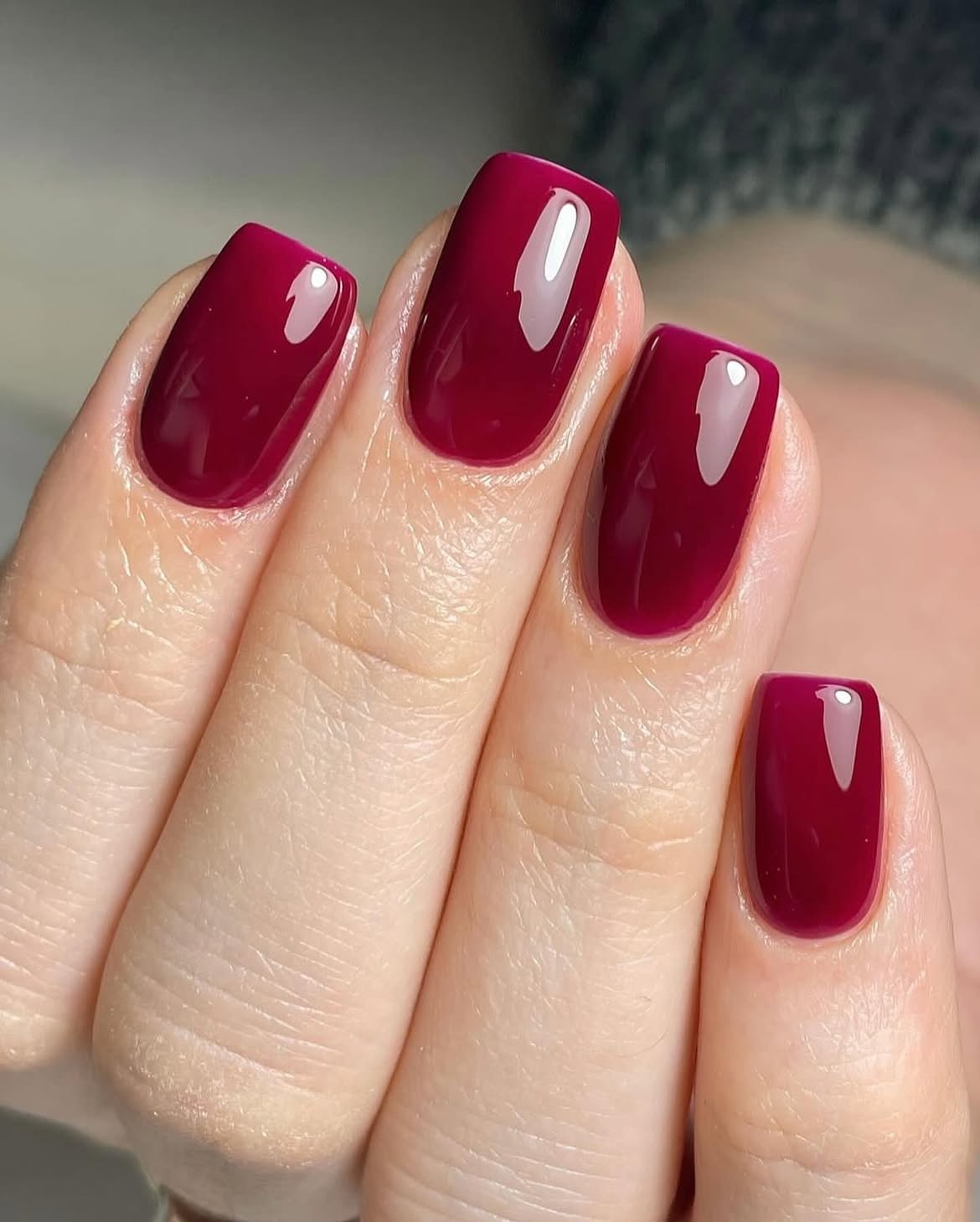 Deep Berry Glossy Short Squoval Nails